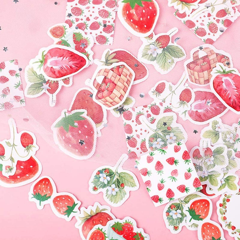 Doraking Mini Size Scrapbooks Stickers, 45pcs Doraking DIY Decoration Super Cute Strawberry Stickers for Laptop Scrapbook Suitcase Diary Notebooks Album, Small Stickers (Strawberry Cream) - Image 4
